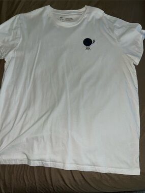 Adult White Graphic Tee with Earth Patch